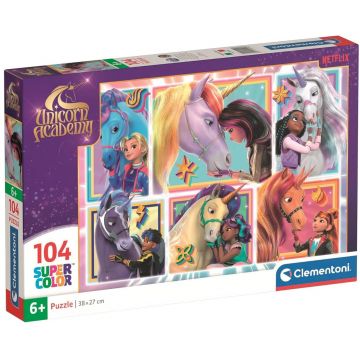 Puzzle Clementoni pentru copii cu 104 piese - Academia Unicornilor (varianta 3)