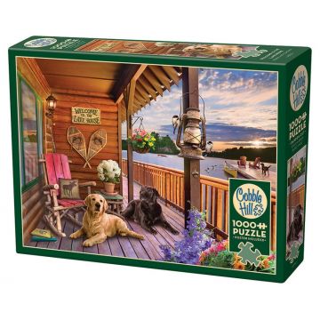 Puzzle Cobble Hill cu 1000 de piese - Casă lângă lac