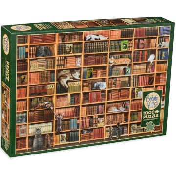 Puzzle Cobble Hill din 1000 de piese - Biblioteca pisicilor