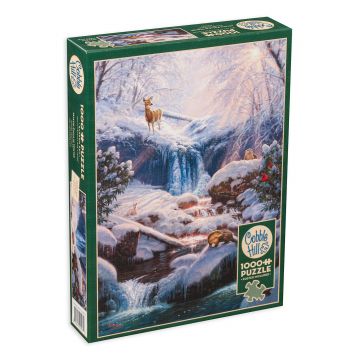 Puzzle Cobble Hill din 1000 de piese - Cascadă magică de iarnă