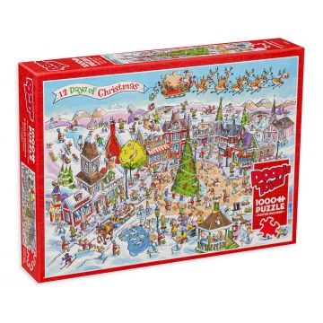 Puzzle Cobble Hill din 1000 de piese - DoodleTown: 12 zile de Crăciun