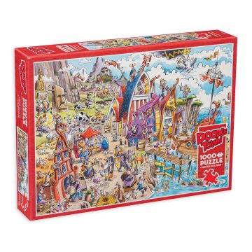 Puzzle Cobble Hill din 1000 de piese - DoodleTown: Așezarea vikingă