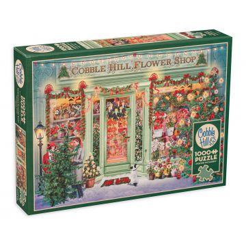 Puzzle Cobble Hill din 1000 de piese - Magazin de flori de Crăciun