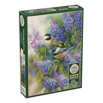 Puzzle Cobble Hill din 1000 de piese - Pasari si liliac, Rozmari Millette