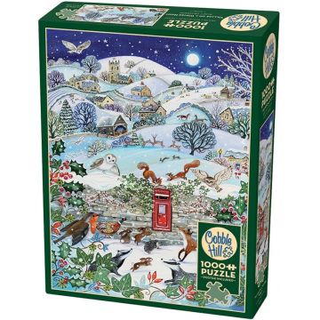 Puzzle Cobble Hill din 1000 de piese - Sat într-o noapte de iarnă