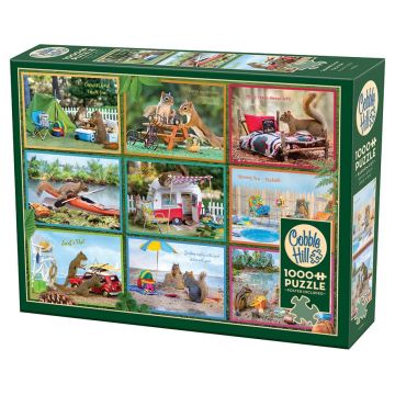 Puzzle Cobble Hill din 1000 de piese - Veverițe în vacanță