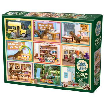Puzzle Cobble Hill din 1000 de piese - Veverițe la școală