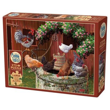 Puzzle Cobble Hill din 275 piese - Găini fericite