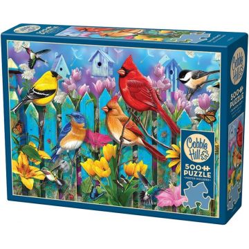 Puzzle Cobble Hill din 500 de piese - Întâlnire colorată pe gard