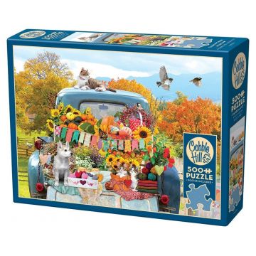 Puzzle Cobble Hill din 500 de piese - Poveste de toamnă pe roți