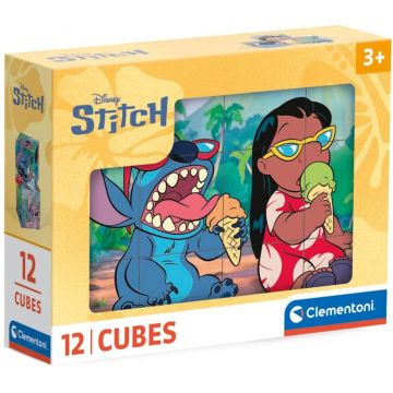 Puzzle cu cuburi Clementoni de 12 piese - Stitch