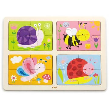 Puzzle din lemn pentru copii Viga Toys din 16 piese - Animale poloneze