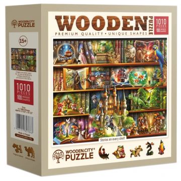 Puzzle din lemn Wooden City din 1010 piese - Povești pe fiecare raft