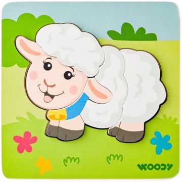 Puzzle din lemn Woodyland - Oaie, 5 piese