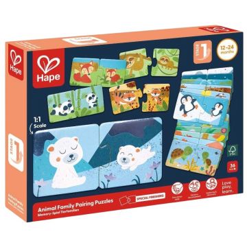Puzzle educațional Hape International - Familii de animale, 36 piese