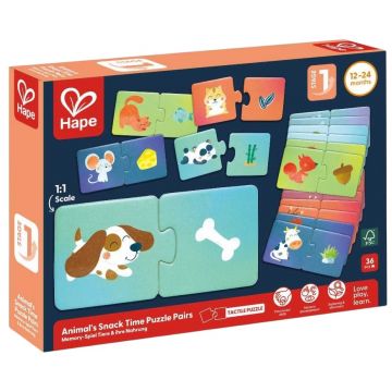 Puzzle educațional Hape International - Hrană pentru animale, 36 piese