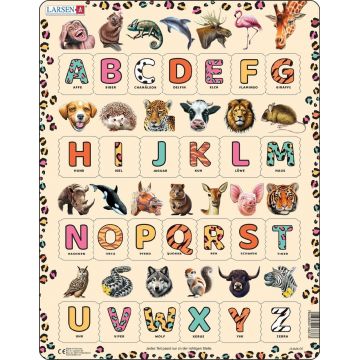Puzzle educațional Larsen din 26 piese - Alfabetul animalelor în limba germană