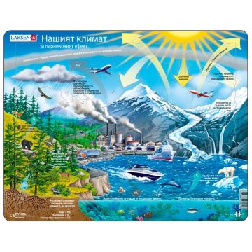 Puzzle educațional Larsen din 69 piese - Clima și efectul de seră
