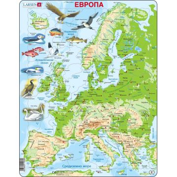 Puzzle educațional Larsen din 87 piese - Harta Europei