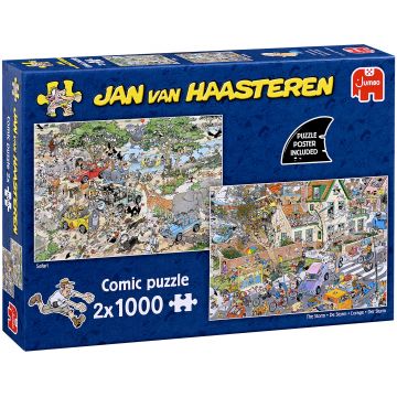Puzzle Jumbo din 2 x 1000 piese - Furtună și Safari