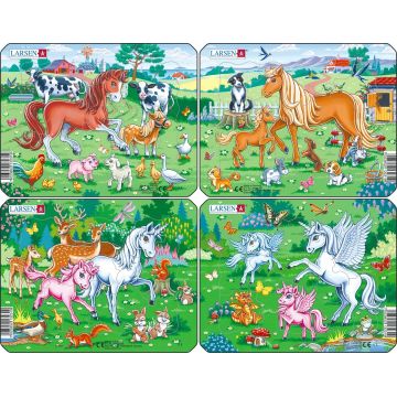 Puzzle mini Larsen din 11 piese - Poni, unicorni și prieteni, asortiment