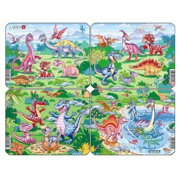 Puzzle mini Larsen din 7 piese - Dinozauri jucăuși, asortiment