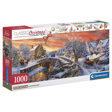 Puzzle panoramic Clementoni de 1000 piese - Crăciun peste pod