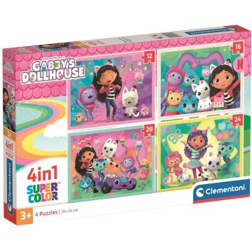 Puzzle pentru copii Clementoni 4 în 1 - Casa de păpuși a lui Gabi