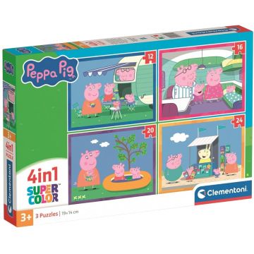 Puzzle pentru copii Clementoni 4 în 1 - Purcelușul Peppa