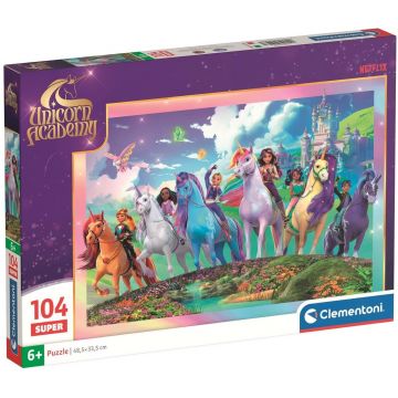 Puzzle pentru copii Clementoni de 104 piese - Academia pentru unicorni, varianta 1