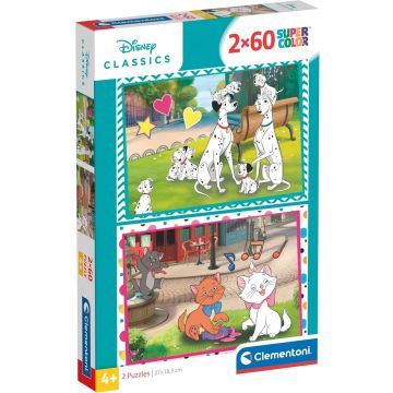 Puzzle pentru copii Clementoni de 2 x 60 piese - Disney Classics