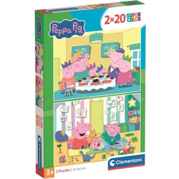 Puzzle pentru copii Clementoni din 2 x 20 piese - Purcelușul Peppa
