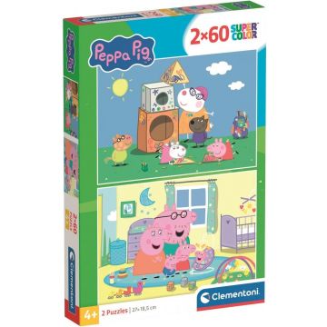Puzzle pentru copii Clementoni din 2 x 60 piese - Purcelușul Peppa