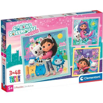 Puzzle pentru copii Clementoni din 3 x 48 piese - Căsuța pentru păpuși a lui Gabi