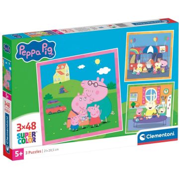 Puzzle pentru copii Clementoni din 3 x 48 piese - Purcelușul Peppa