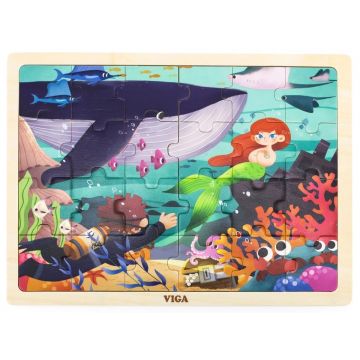 Puzzle pentru copii din lemn Viga Toys din 24 piese - Sirenă