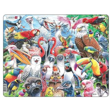 Puzzle pentru copii Larsen din 115 piese - Păsări vesele