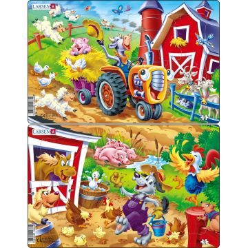 Puzzle pentru copii Larsen din 16 piese - Fermă de distracții, sortiment