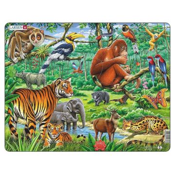 Puzzle pentru copii Larsen din 20 de piese - Jungla asiatică