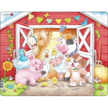 Puzzle pentru copii Larsen din 21 piese - Animale drăguțe în grajd