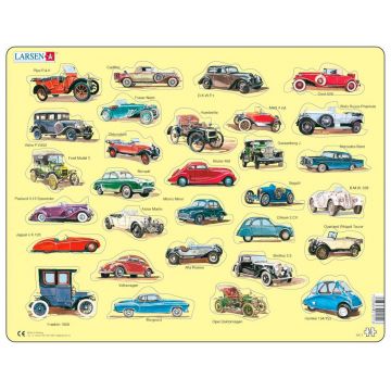 Puzzle pentru copii Larsen din 30 piese - Mașini retro