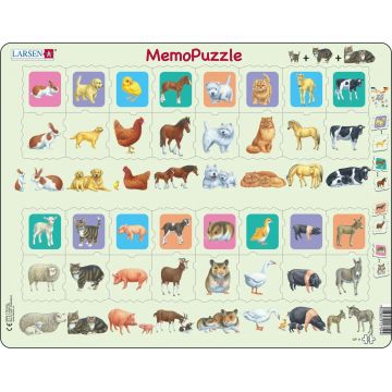 Puzzle pentru copii Larsen din 32 piese - Mame și pui de animale