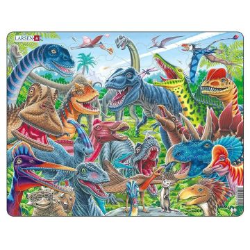 Puzzle pentru copii Larsen din 43 de piese - Selfie cu dinozauri