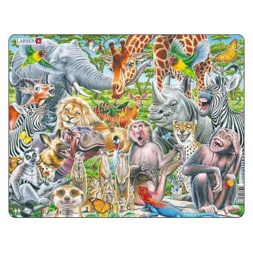 Puzzle pentru copii Larsen din 43 piese - Animale africane fericite