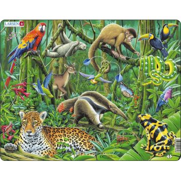 Puzzle pentru copii Larsen din 70 de piese - Pădurea tropicală sud-americană luxuriantă