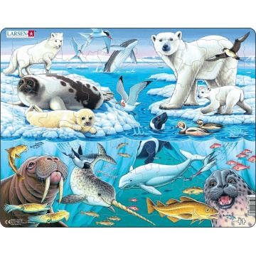 Puzzle pentru copii Larsen din 75 de piese - Animale polare