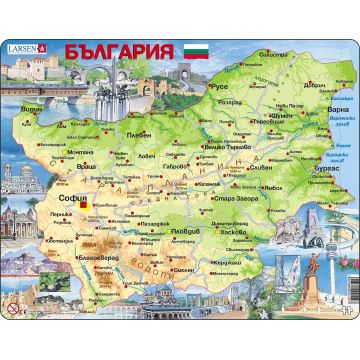 Puzzle pentru copii Larsen din 75 de piese - Harta Bulgariei