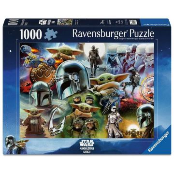 Puzzle Ravensburger din 1000 piese - Mandalorianul și Grogu