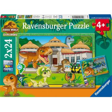 Puzzle Ravensburger din 2 x 24 piese - Lumea Jurassică