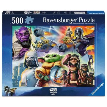 Puzzle Ravensburger din 500 piese - Mandalorianul și Grogu